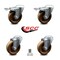 Service Caster 4 Inch High Temp Phenolic Swivel Bolt Hole Caster Set with 2 Total Lock Brake SCC-BHTTL20S414-PHRHT-2-S-2 - alternate 1